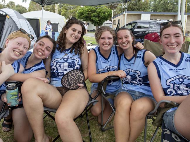 Schoolies 2024 at Middleton Caravan Park - Bella Marling, Zoe Thompson, Isabella Cowley, Sophie Hill and Nikki Johnson (All 18) former Sacred Heart Students. 22nd November 2024 Picture: Brett Hartwig