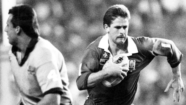 Gary Belcher turns Laurie Daley inside out during the 1989 series. Picture: Steve Moorhouse