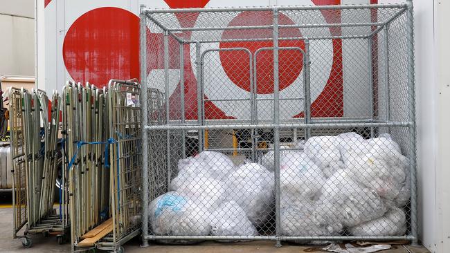 Soft plastics were collected at Coles and Woolworths supermarkets to be taken by REDcycle for recycling. Picture: NCA NewsWire/Ian Currie