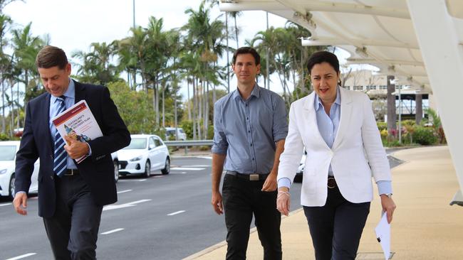 Premier Annastacia Palaszczuk says she will consider lifting Queensland’s international arrival cap, but that the federal government also had resources to use. Picture: Geordi Offord