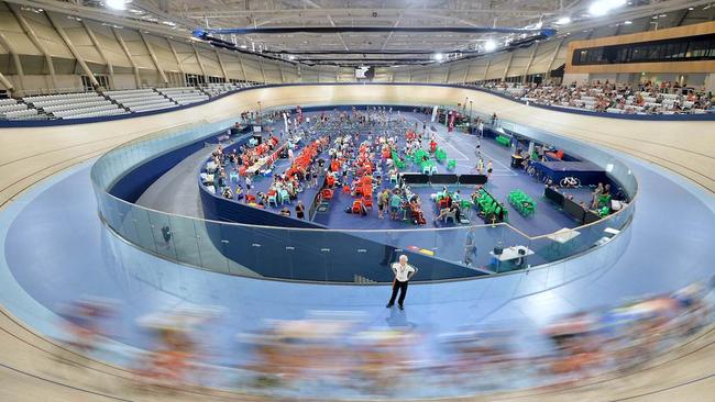 150 fans will sit inside the track (at the green seating) at Anna Meares Velodrome during the Commonwealth Games.