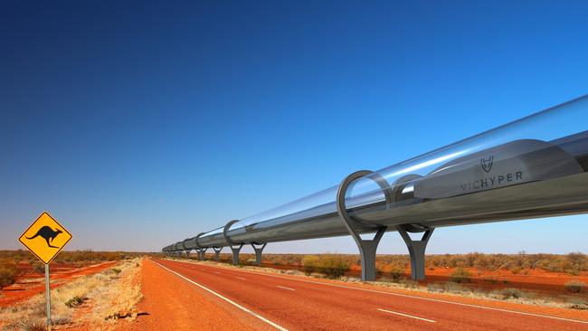 An artist's impression of VicHyper's Hyperloop, another fast train system that has been floated. Picture: Supplied.