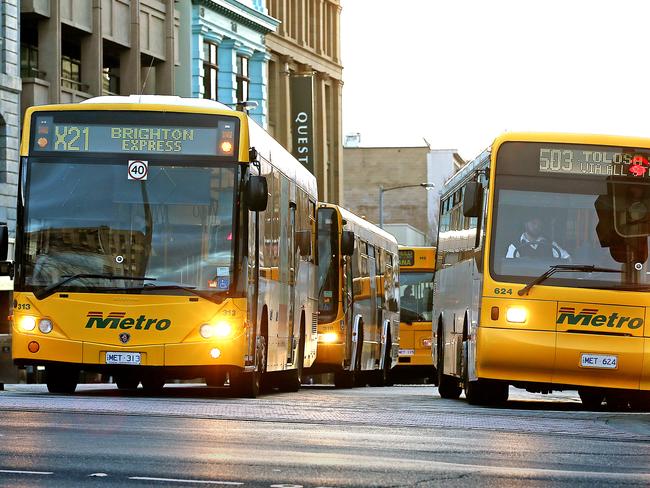 Bus traffic in Elizabeth Street in Hobart. Picture: SAM ROSEWARNE.