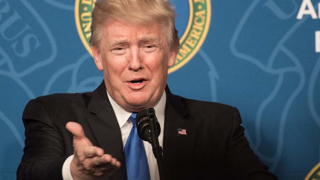 President Donald Trump arrives to speak at the Energy Department in Washington, DC. Picture: AFP PHOTO/NICHOLAS KAMM