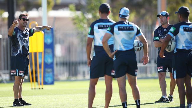 Joey Johns gives the Blues some pointers. (Phil Hillyard)