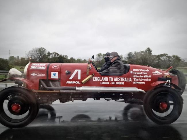 Matthew Benns and Warren Brown drove into a rain bomb between Slovenia and Croatia.