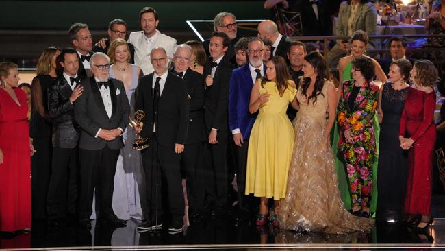 The cast and crew of 'Succession' accept the Outstanding Drama Series award onstage during the 74th Primetime Emmys.