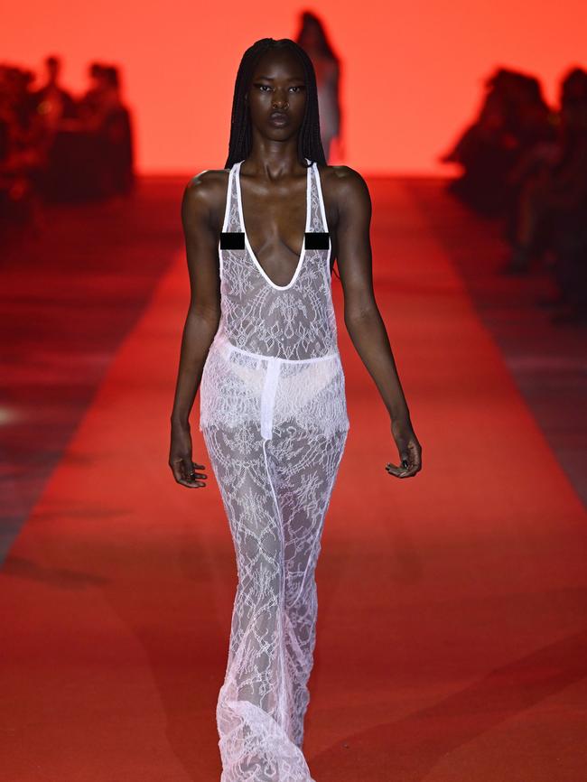 Models wore an array of sheer outfits... Picture: Stefan Gosatti/Getty Images for AAFW