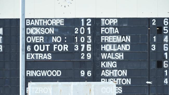 Grand final scoreboard. Picture: Lawrence Pinder