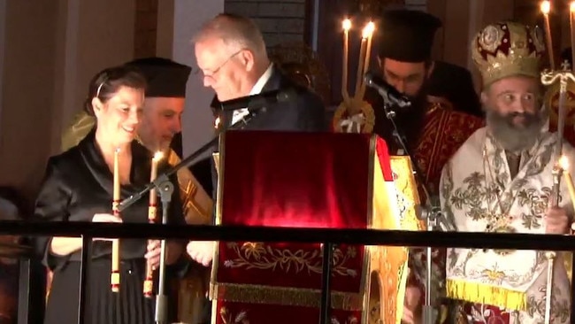 Scott Morrison and his wife Jenny in the Kogarah church. Picture: Facebook