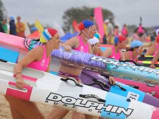 Meegan Hoare from Coffs Harbour Surf Life Saving Club won the 30-34 Female Ironwoman, Board Race and Surf Race at the NSW Championships at Swansea Belmont's Blacksmiths Beach. Picture: NSWSLS