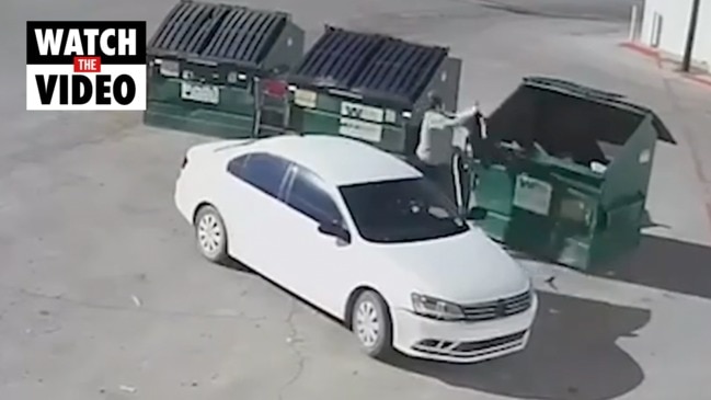 Shocking surveillance video captured a teenager tossing her newborn into a dumpster in New Mexico.