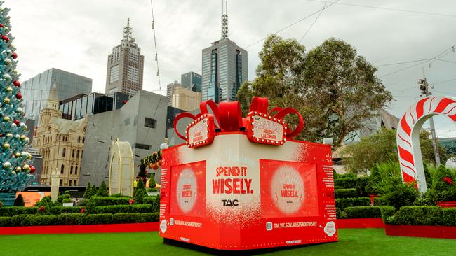 A giant digital advent calendar has descended on Federation Square in Melbourne’s CBD today, sparking attention, excitement and education around road safety in the lead up to Christmas.