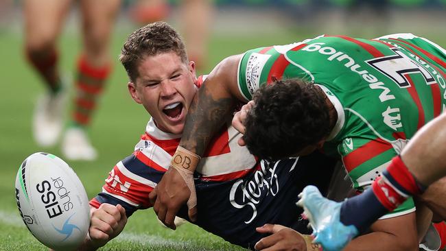 Egan Butcher says this try was the best moment of his young career. Picture; Cameron Spencer/Getty Images