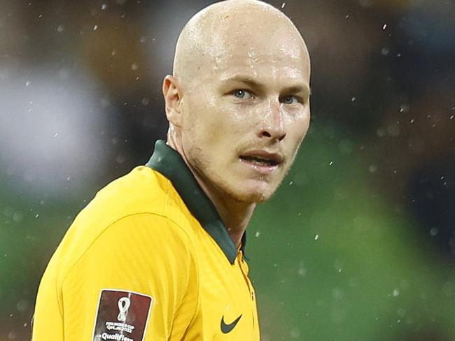 MELBOURNE, AUSTRALIA - JANUARY 27: Aaron Mooy of Australia looks on during the FIFA World Cup Qatar 2022 AFC Asian Qualifier match between Australia Socceroos and Vietnam at AAMI Park on January 27, 2022 in Melbourne, Australia. (Photo by Mike Owen/Getty Images)