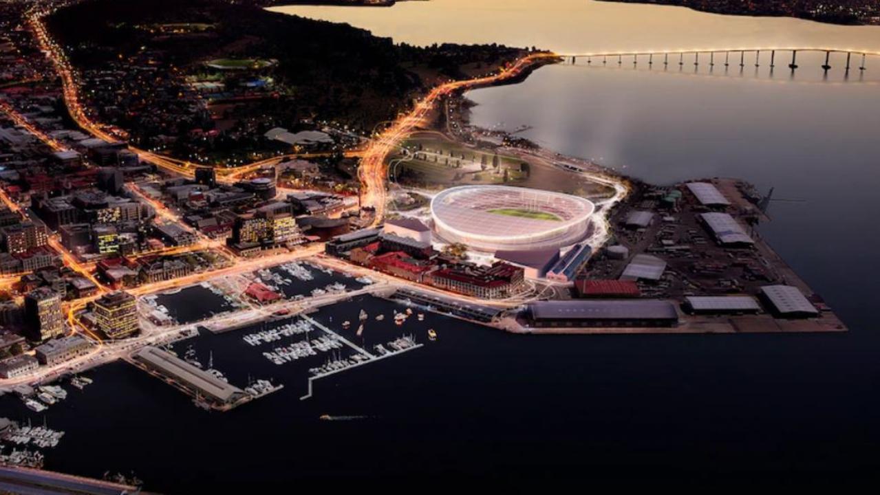 CFMEU boss John Setka has threatened the AFL with building delays on big construction projects like the Adelaide Crows’ headquarters and the proposed stadium for the Tassie Devils as imagined in this concept image. Picture: supplied/AFL