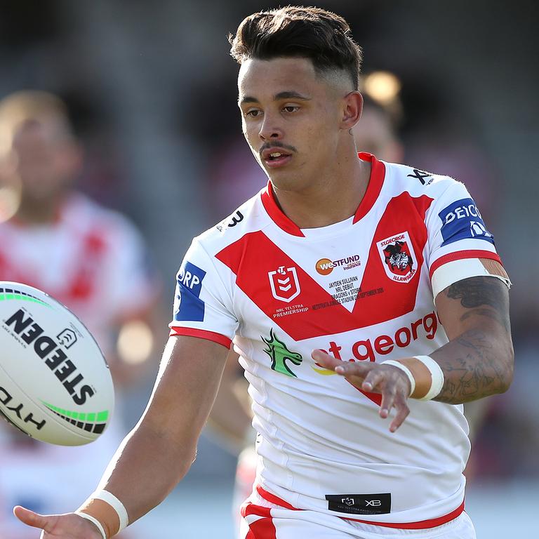 Jayden Sullivan, pictured playing in round 20 last year, shone for the Dragons in the trial against Cronulla. Picture: Mark Kolbe/Getty Images