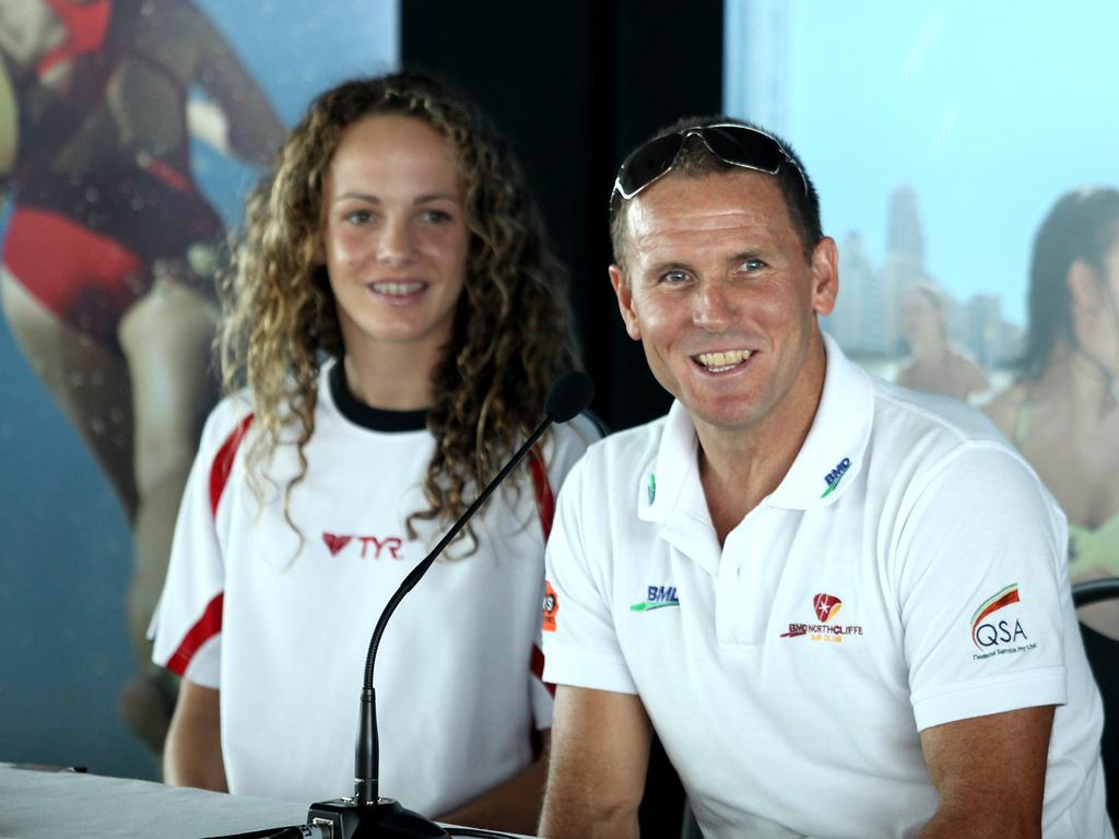 The official launch of the Coolangatta Gold ironman race at the Q1 on the Gold Coast.. Dean Mercer and niece Jordan, 16 who was competing for the first time. Pics Tim Marsden