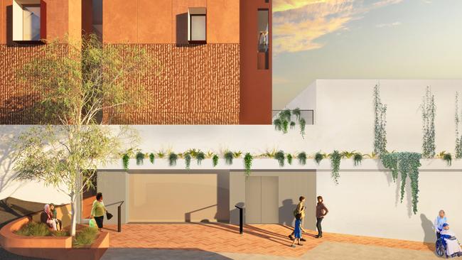 A new 38-unit development, behind the St Vincent de Paul offices in Argyle St, Hobart, will provide homes for women who are at risk of homelessness, with a particular focus on women aged 55 and over. Picture: Maguire + Devine Architects