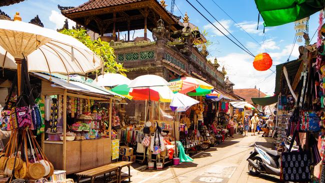 An Ubud street market in Bali.