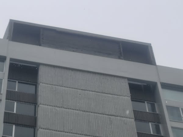 The top floor face of the building where the debris fell from. Picture: Supplied.