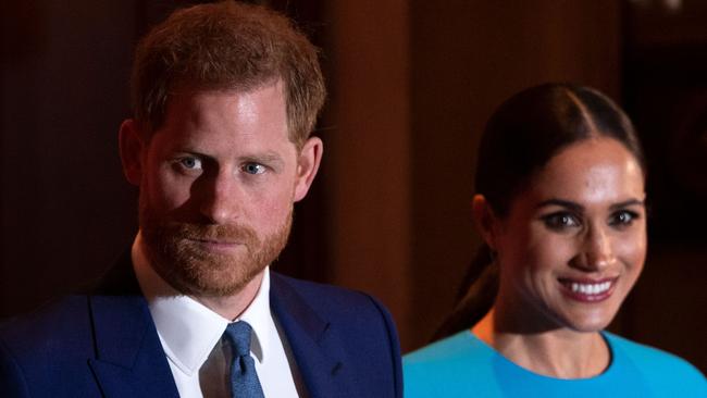 Harry and Meghan leave the Endeavour Fund Awards at Mansion House in London earlier this month. Picture: AFP.