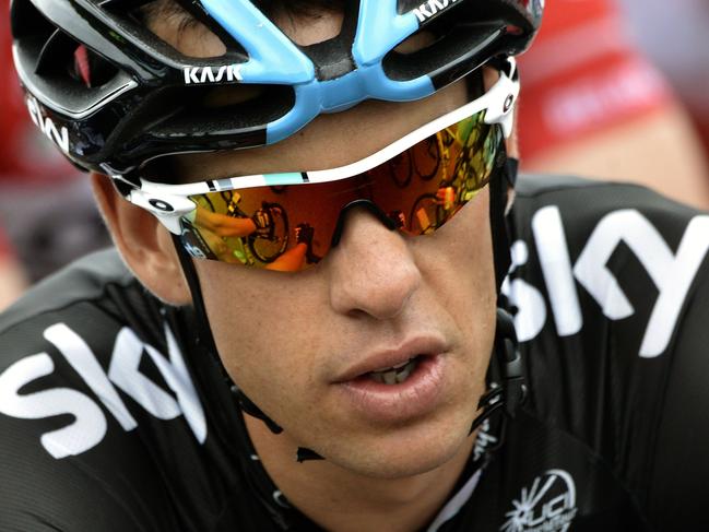 Australia's Richie Porte takes the start of the 161 km eighth stage of the 101st edition of the Tour de France cycling race on July 12, 2014 between Tomblaine and Gerardmer La Mauselaine, eastern France. AFP PHOTO / JEFF PACHOUD