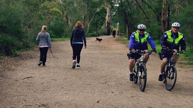 Warrandyte police are pedalling around the backstreets and walking tracks.