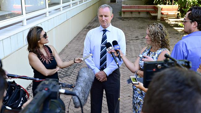 John Elferink at a press conference outside Parliament House in 2016.