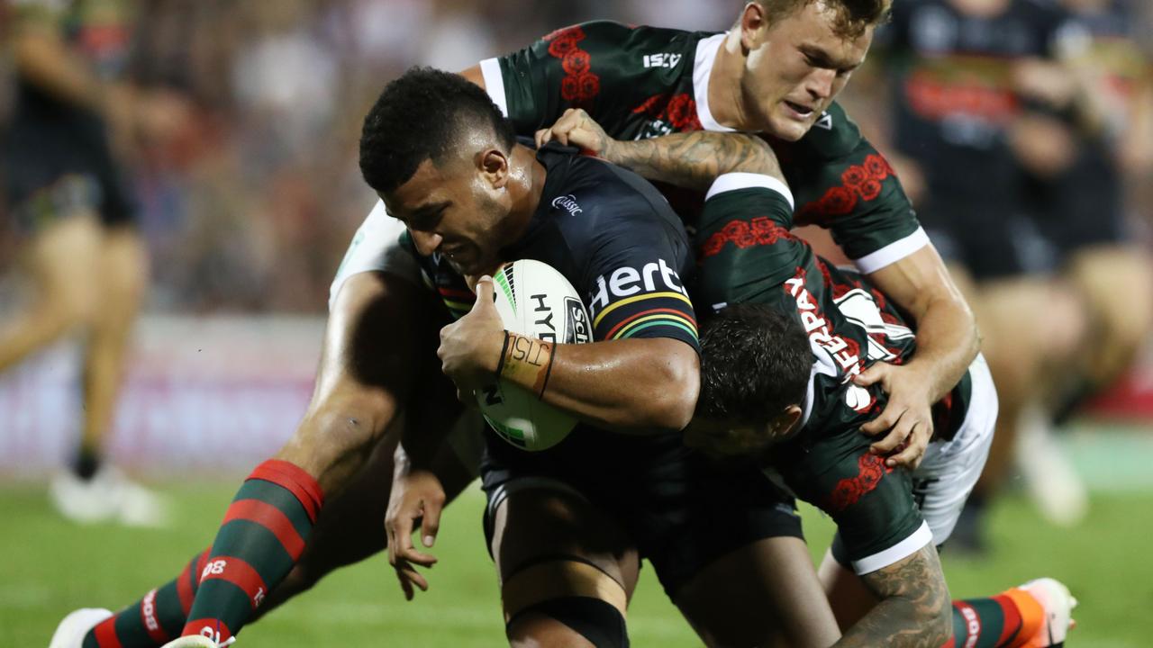 Viliame Kikau scored a barnstorming try against the Rabbitohs in the second half. 