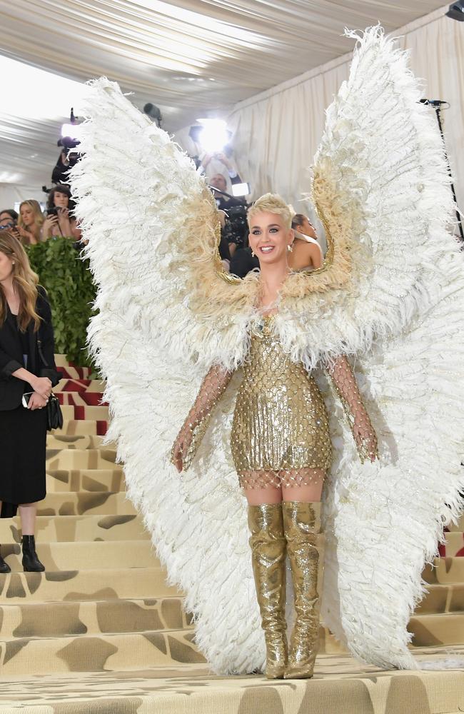 2018: Another Met Gala favourite, Perry looked angelic in massive white wings at the 2018 gaga. Picture: Neilson Barnard/Getty Images