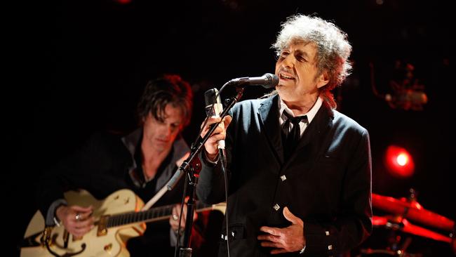 Bob Dylan on stage at The Hollywood Palladium in 2012. Picture: Getty Images