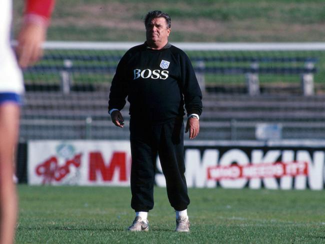 Hungarian football great Ferenc Puskas coaching in Melbourne.