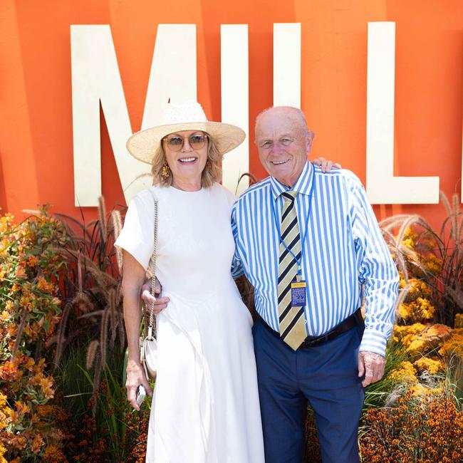 Katie Page and Gerry Harvey at the Magic Millions race day. Picture by Luke Marsden.