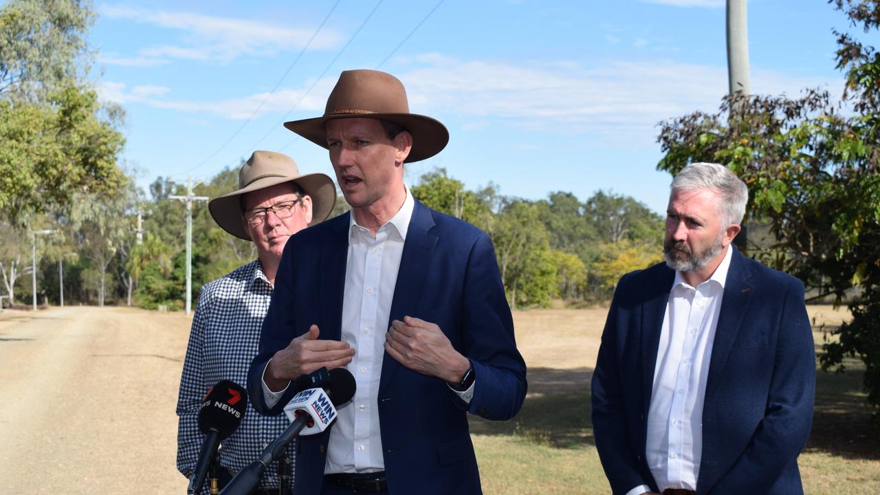 Queensland Transport Minister Mark Bailey with Rockhampton MP Barry O’Rourke (back left) and Senator Anthony Chisholm (right). Picture: Aden Stokes