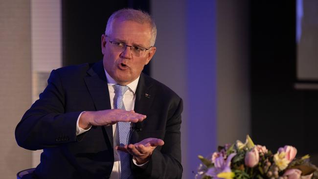 Scott Morrison addresses the WA Chamber of Commerce in Perth on Tuesday. Picture: Jason Edwards