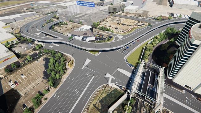 Artist impression of the new flyover to the domestic terminal.