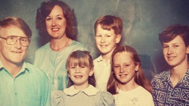 Robert Dunn and family, left to right: Robert, Carolyn, Hannah, Angus, Edwina and Simon. Mr Dunn always taught his children to do the right thing. Picture: Supplied.