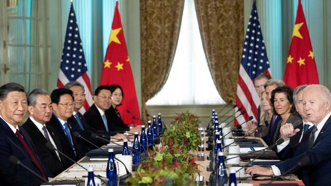 US President Joe Biden (R) meets with Chinese President Xi Jinping (L) during the Asia-Pacific Economic Cooperation (APEC) Leaders' week in Woodside, California. Picture: AFP