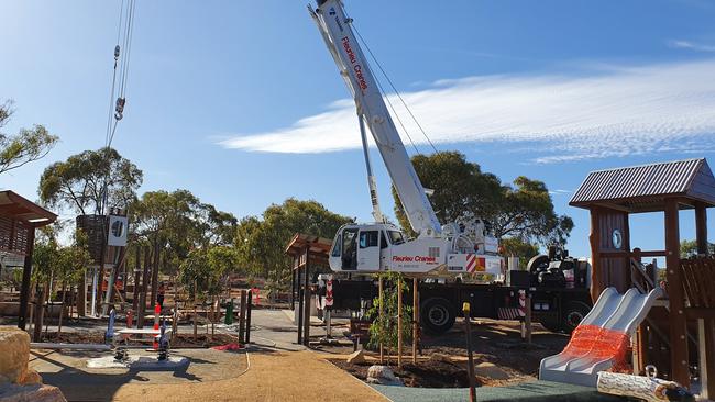 Cranes lift some of the new equipment into place. Picture: Onkaparinga Council