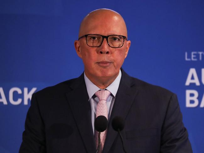 Opposition leader Peter Dutton on Thursday slammed Australian Venue Co for omitting references to the national holiday in its promotional material. Picture: NewsWire/ Gaye Gerard