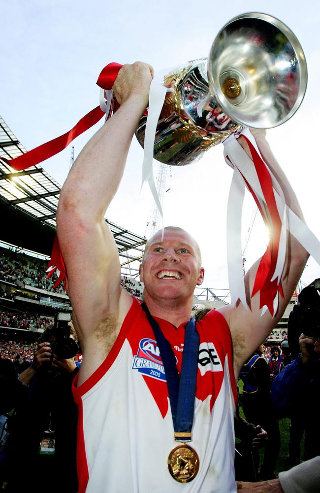 Barry Hall after captaining the Sydney Swans to the 2005 flag.