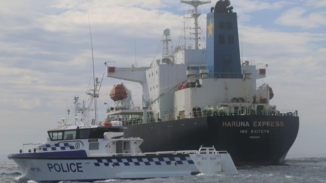 Police have delivered COVID tests to the crew of the Haruna Express. Picture: NSW Police