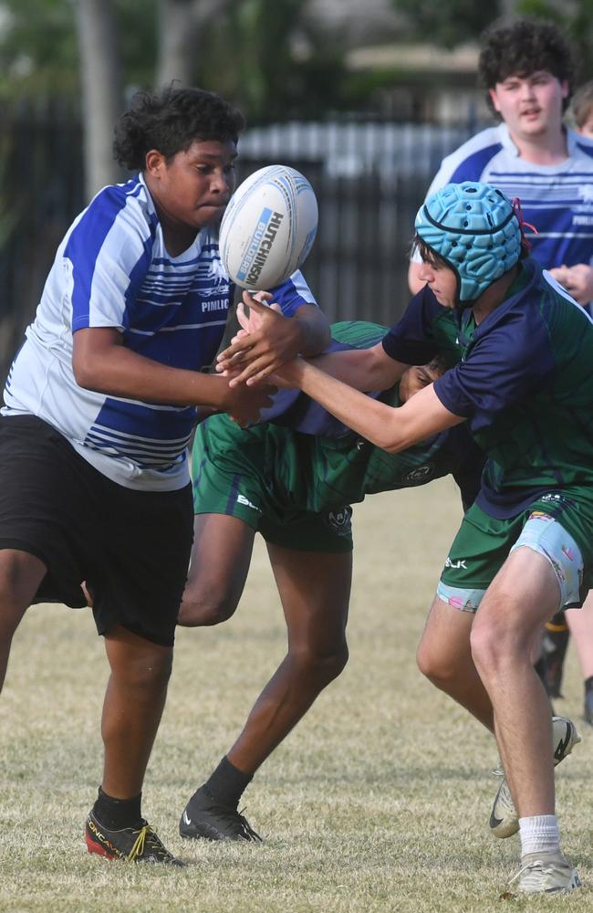 Cowboys Cup Schoolboys Football at Kern Brothers Drive. Townsville High against Pimlico High. Picture: Evan Morgan