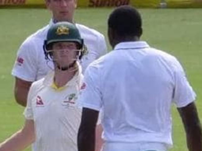 Kagiso Rabada confronts Steve Smith after getting him out in the second Test.