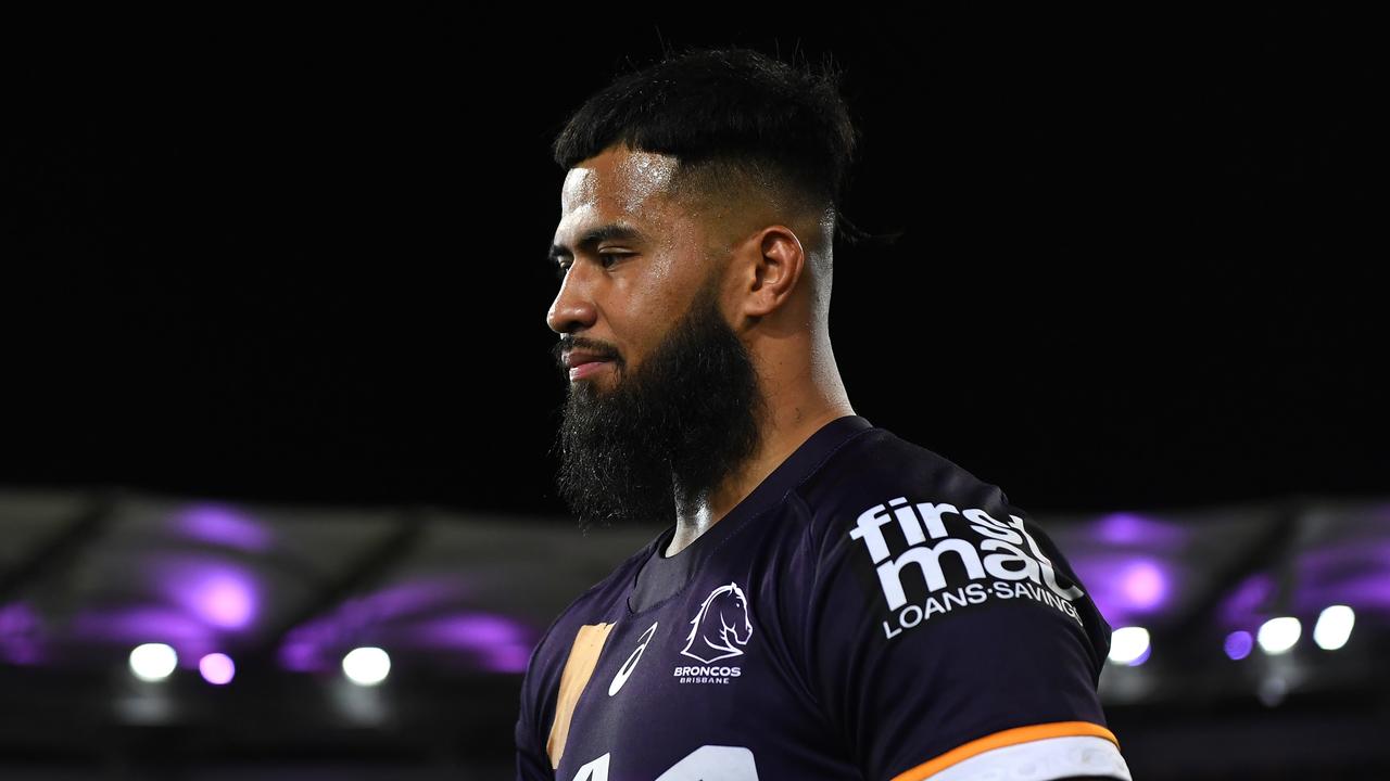 BRISBANE, AUSTRALIA - JULY 27: Payne Haas of the Broncos is seen after his team's victory during the round 22 NRL match between Brisbane Broncos and Sydney Roosters at The Gabba on July 27, 2023 in Brisbane, Australia. (Photo by Albert Perez/Getty Images)