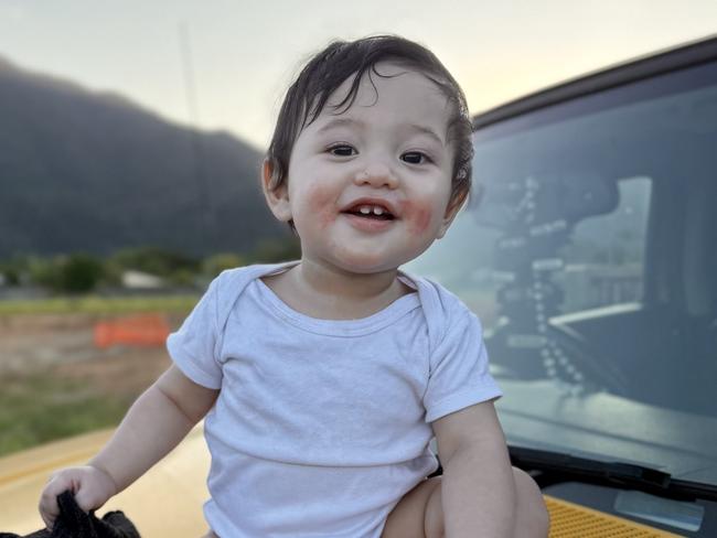 One-year-old Lester Vaele was born at Cairns Hospital while Cyclone Jasper was making landfall in the Far North on December 16, 2023. Photo: Caleb Vaele.