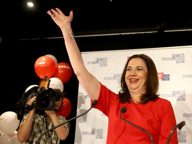 Annastacia Palaszczuk thanks supporters on election night 2017.