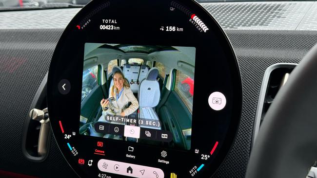 Mini’s OLED screen allows you to take a selfie with the interior camera. Photo: Supplied