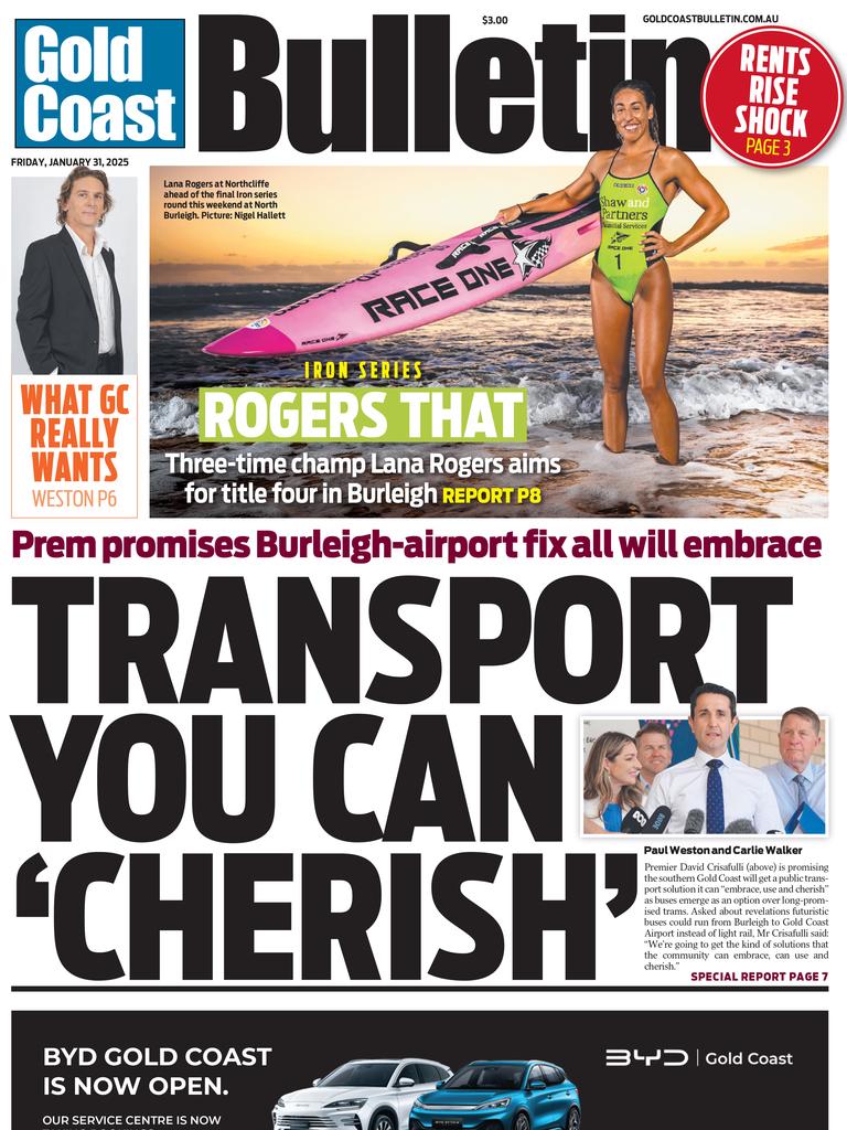 The Gold Coast Bulletin’s front page.